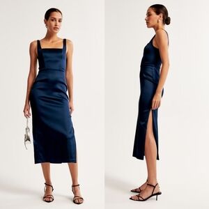 ☆Abercrombie & Fitch Navy Blue Satin Dress☆